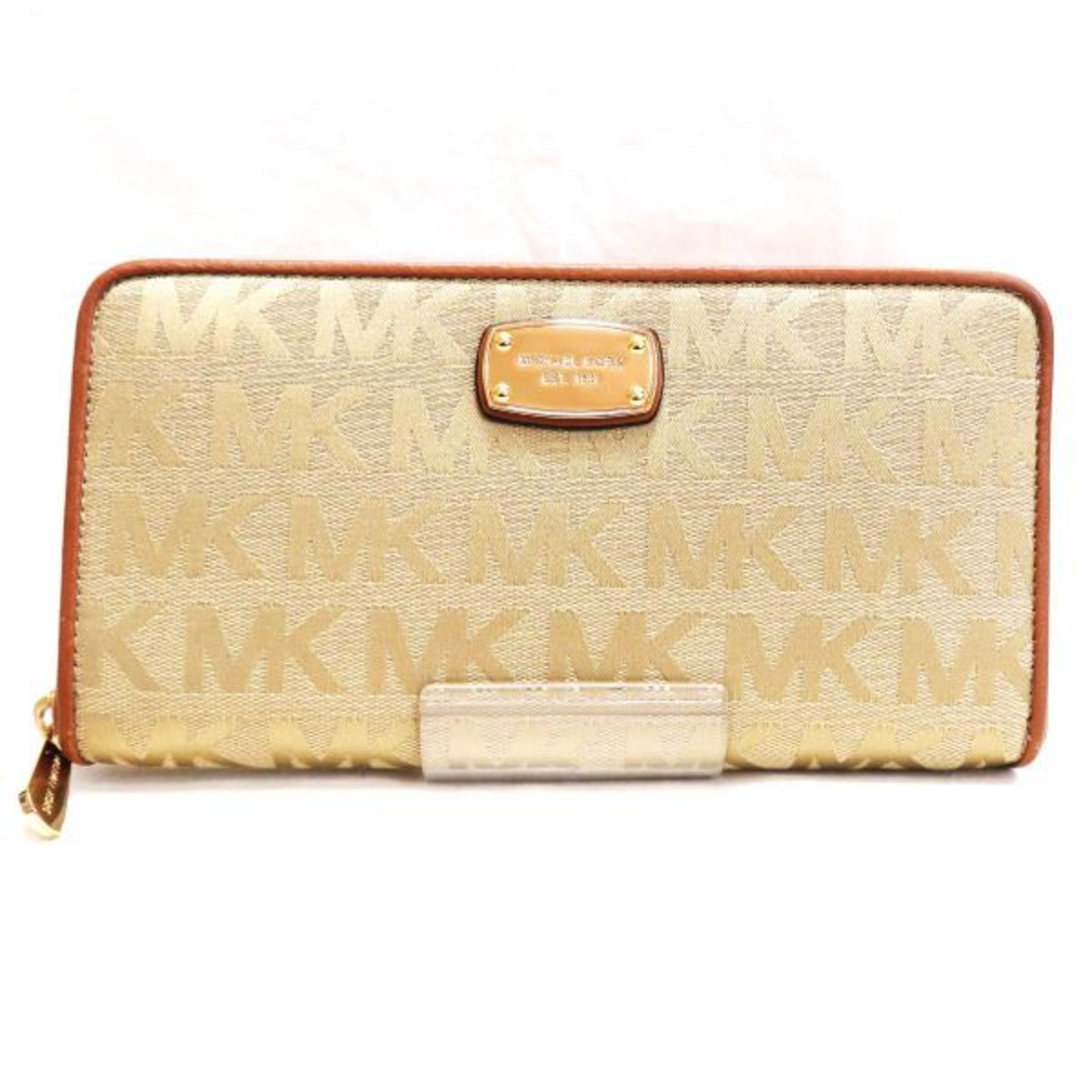 Michael Kors Jet Set Mk Signature Round Zip Long Wallet Ladies